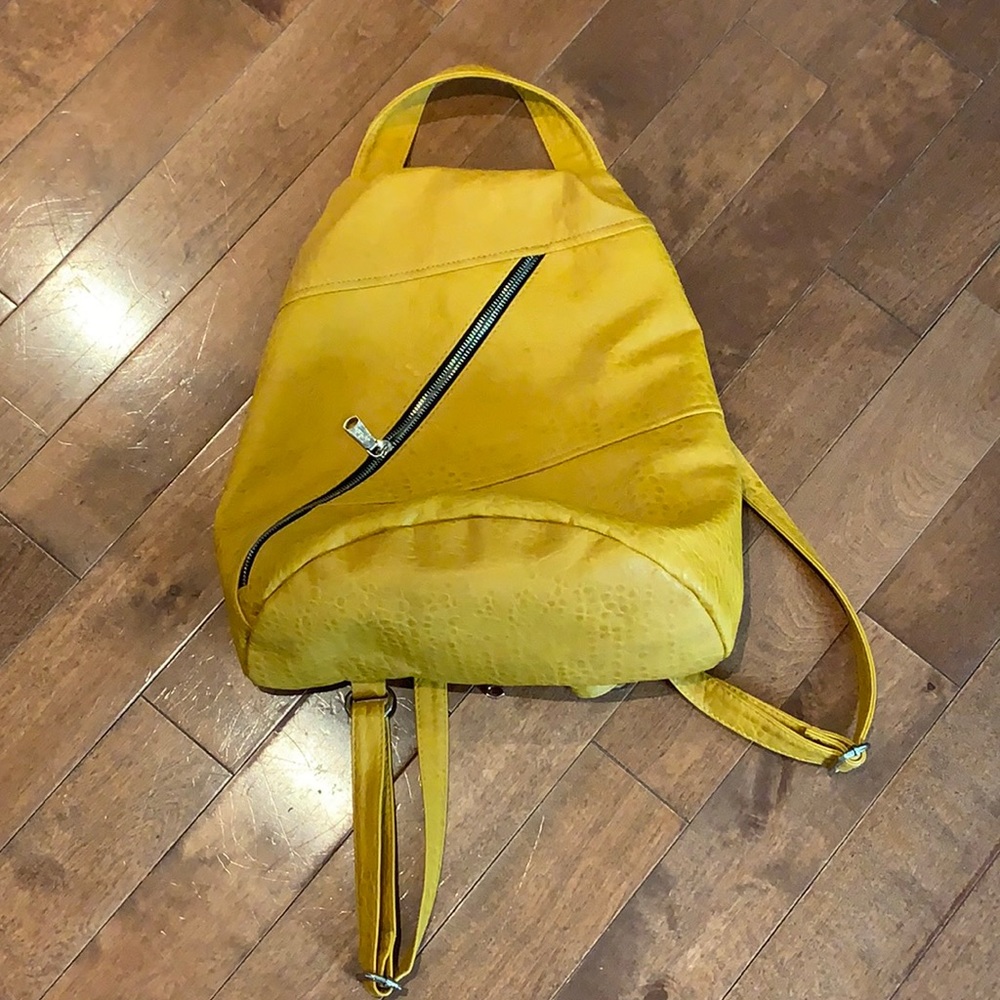 Mustard yellow backpack purse